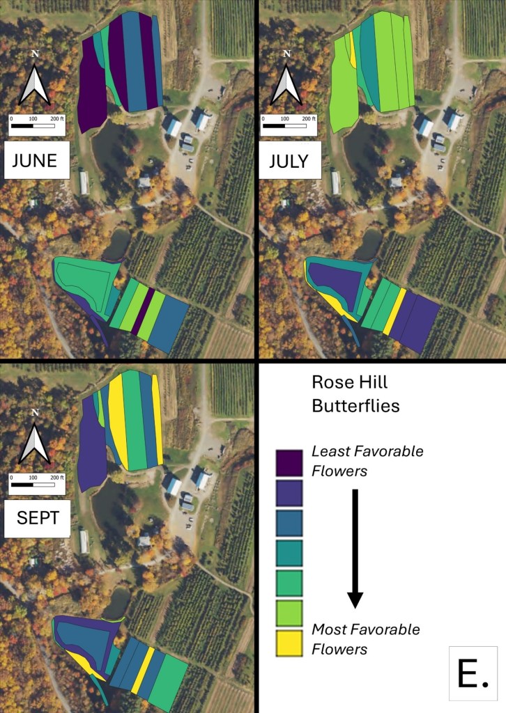 a map of flower favorability for butterflies